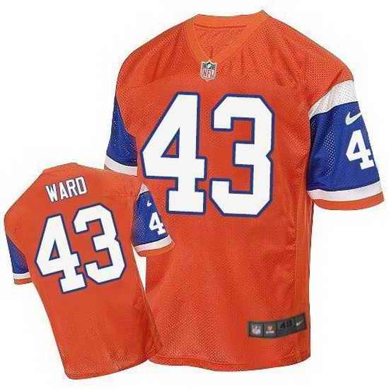 Nike Broncos #43 T J Ward Orange Throwback Mens Stitched NFL Elite Jersey
